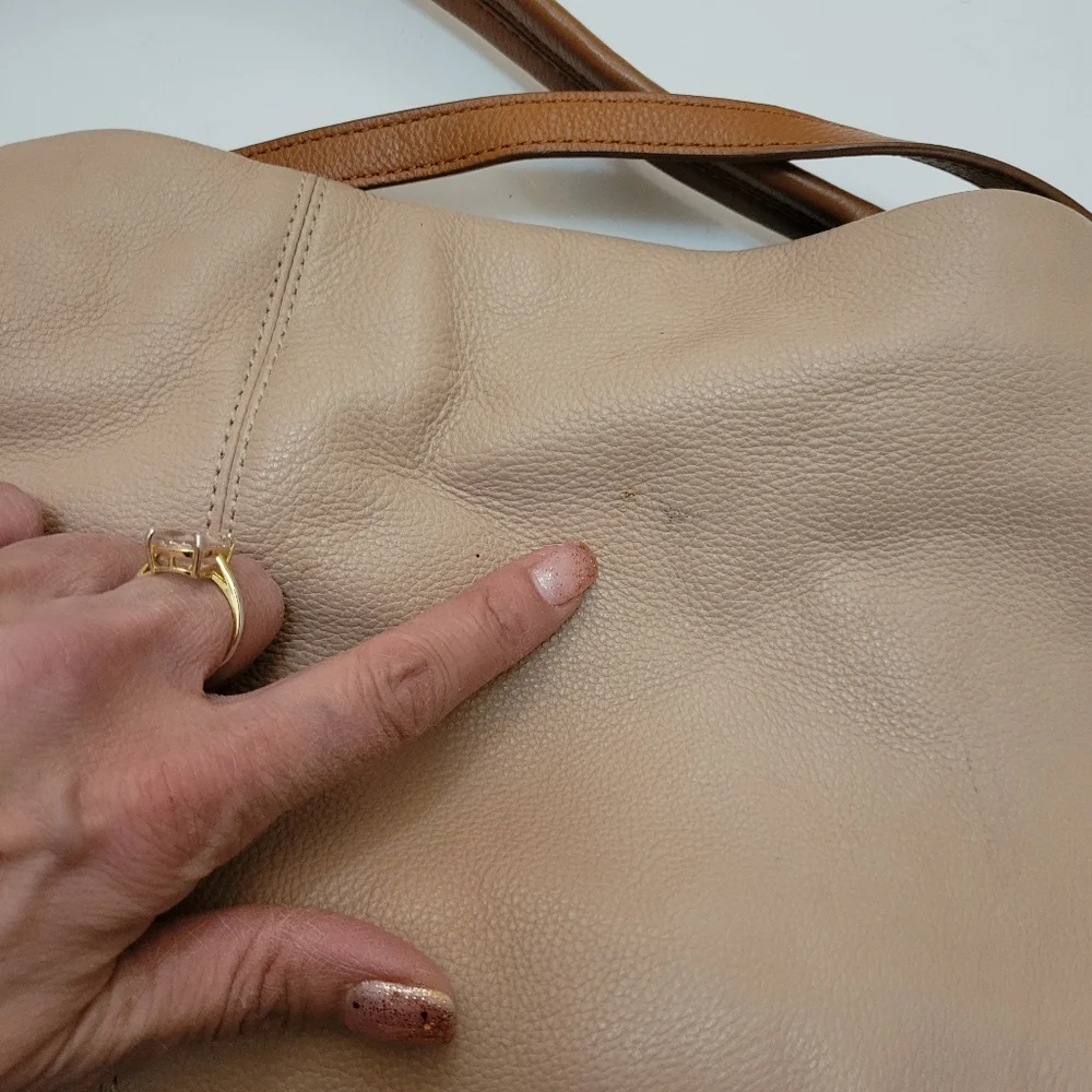 Cole Haan TwoTone Pebble Leather Slouchy Hobo Bag EUC Y2K Boho Chic Quiet Luxury